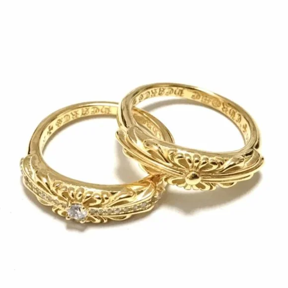 Chrome Hearts classic yellow gold and diamond ring